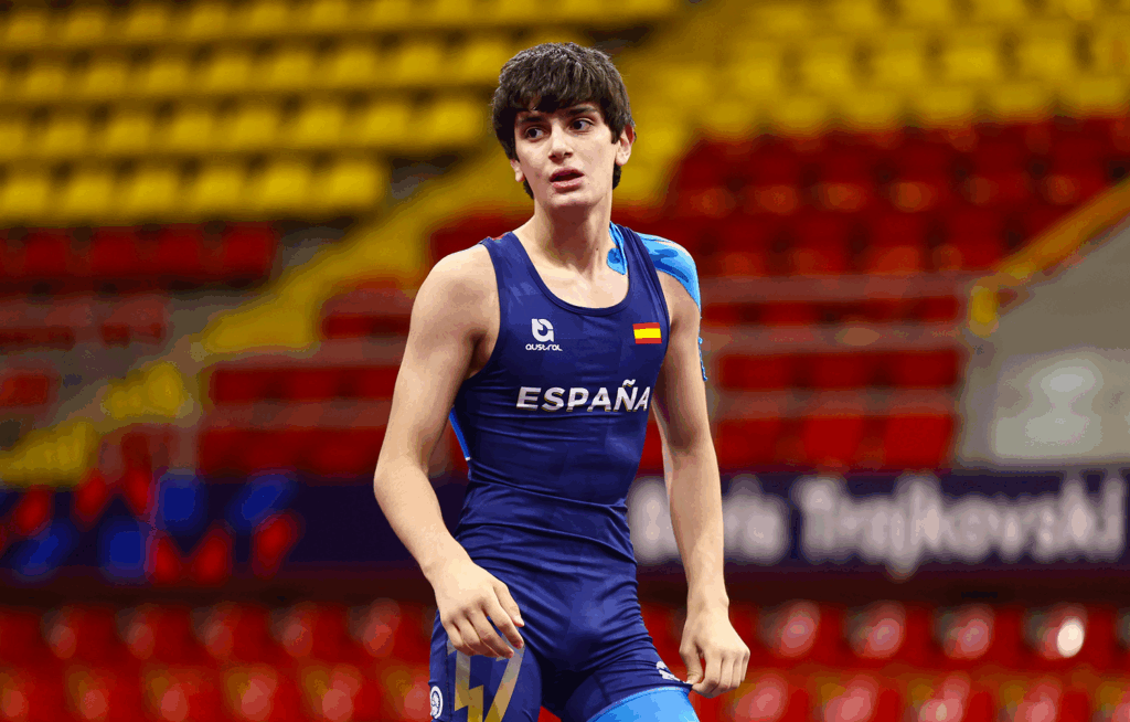 Samvel, durante el combate por la medalla de bronce en Macedonia