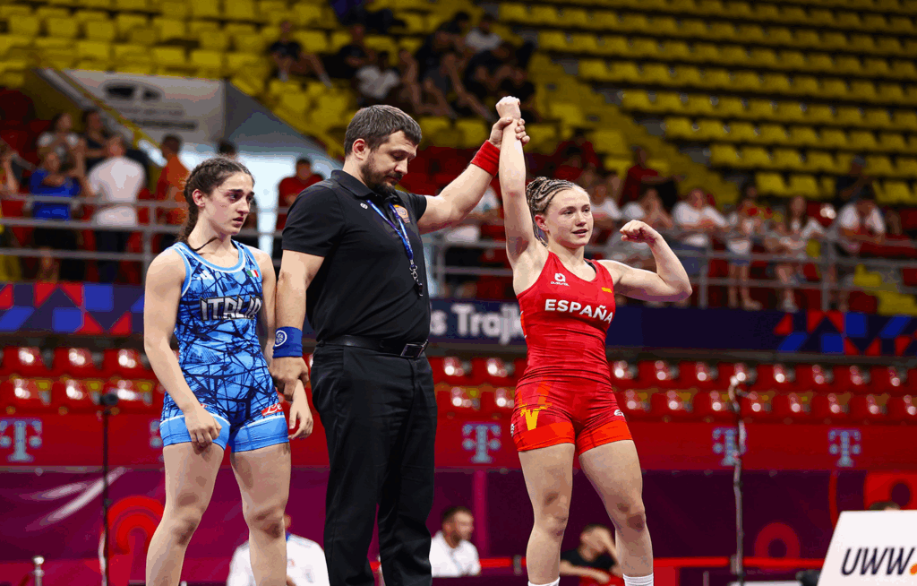 Sheila Mondragó celebra una de sus victorias en el pasado Europeo
